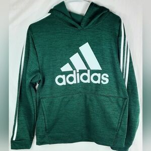 Adidas Regular Fit Boys Pullover Hoodie Sweatshirt Size XL 18/20 Green White